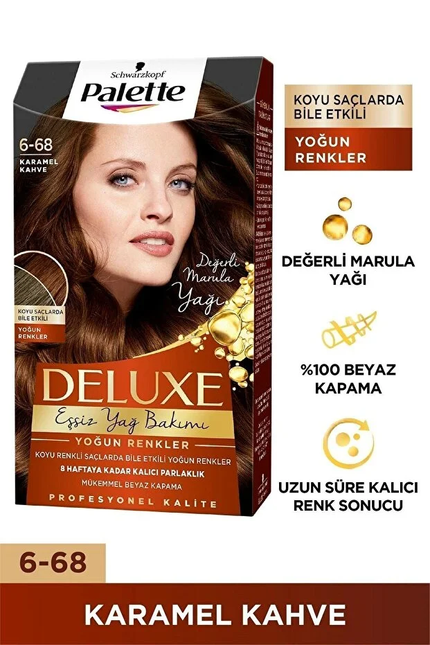 Deluxe Saç Boyası Yoğun Renkler 6-68 Karamel Kahve