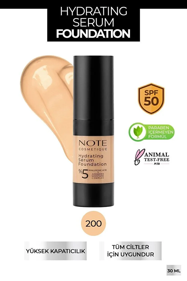 Cosmetics Hydrating Serum Spf 50 Nemlendirici Etkili Hyaluronik Asitli Serum Fondöten - 200