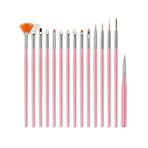15 Li Pembe Tirnak Fırça Seti NASBRUSHNAILSET005