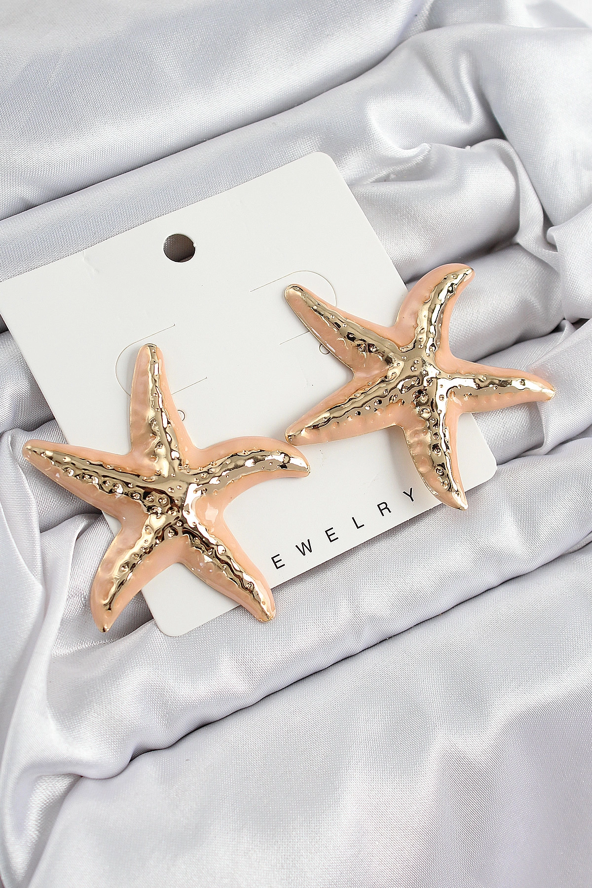 Pirinç Krem Deniz Yıldızı Model Vintage Kadın Küpe