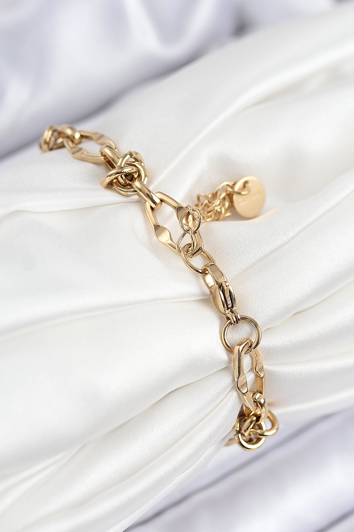 316L Çelik Parçalı Zincir Model Gold Renk Kadın Bileklik