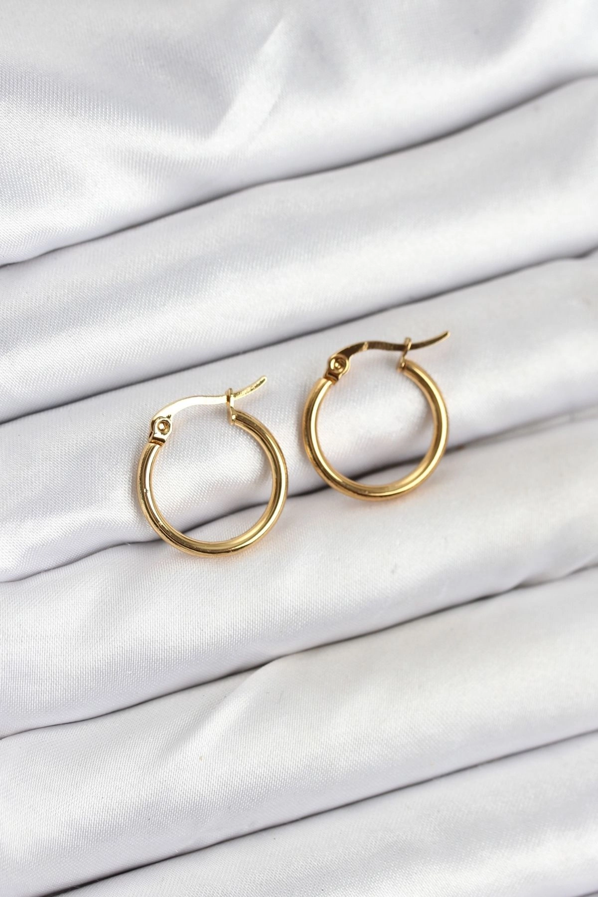 316L Çelik Gold Renk 15 mm Halka Kadın Küpe