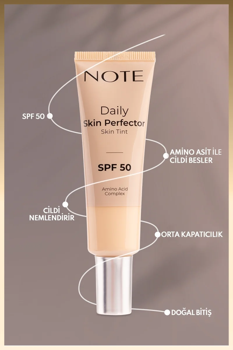 Cosmetics Daily Skin Perfector Skin Tint SPF 50 Ton Eşitleyici Doğal Bitişli Renkli Nemlendirici - 100