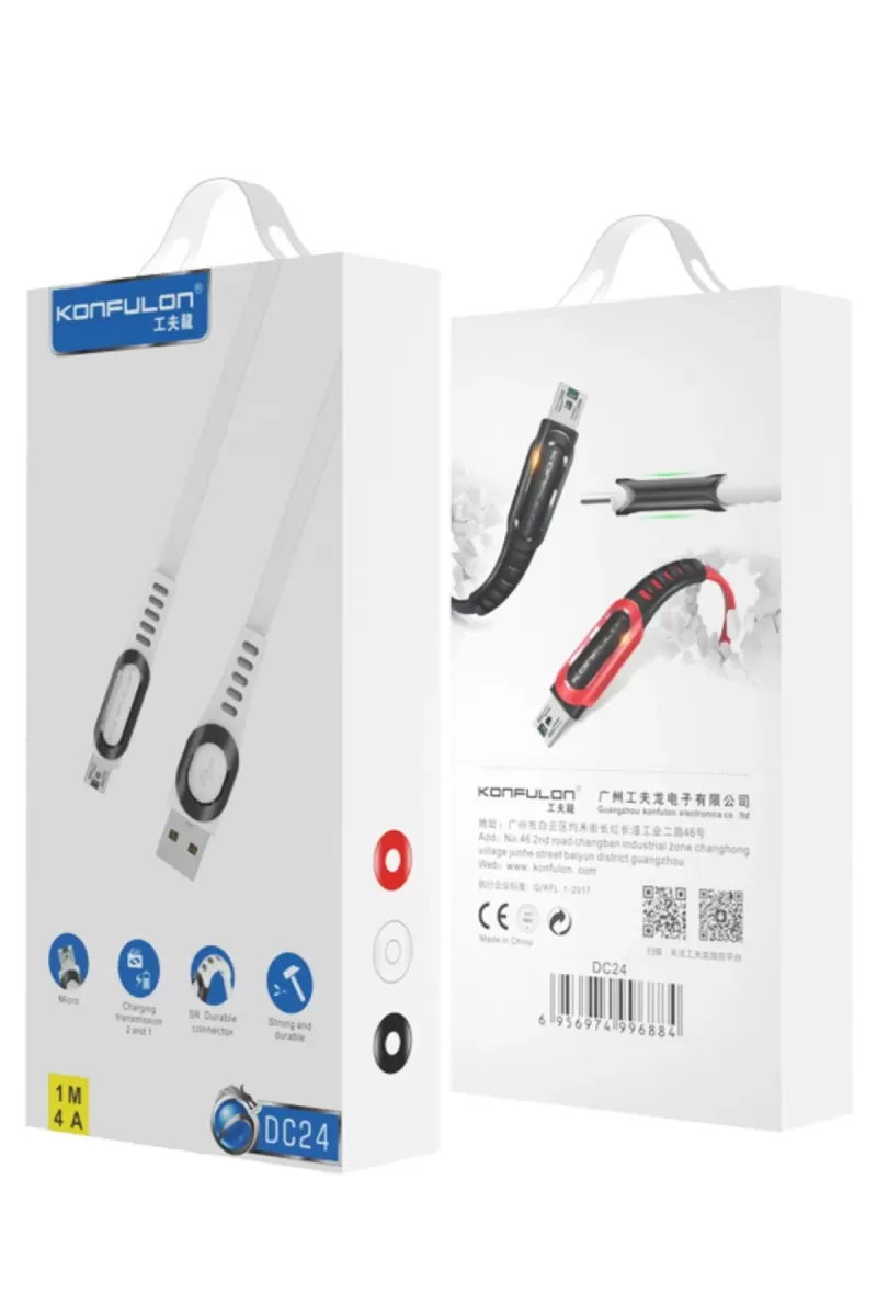 DC24 Micro USB Kablo 1.2M 4A - Kırmızı