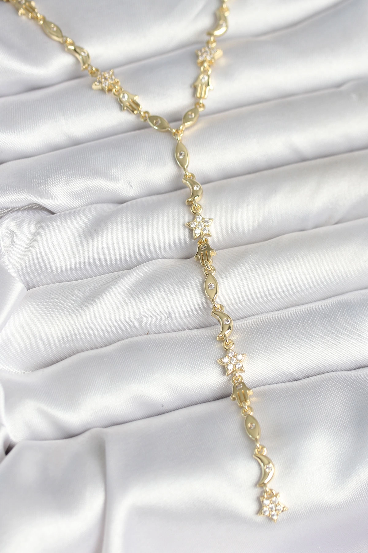 Pirinç Gold Renk Kadın Manifest Kolye