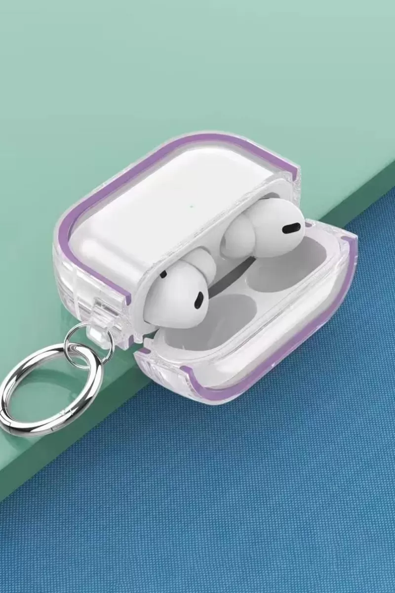 Airpods Pro 2 (2.nesil) Shiny Şeffaf Kılıf - Mor