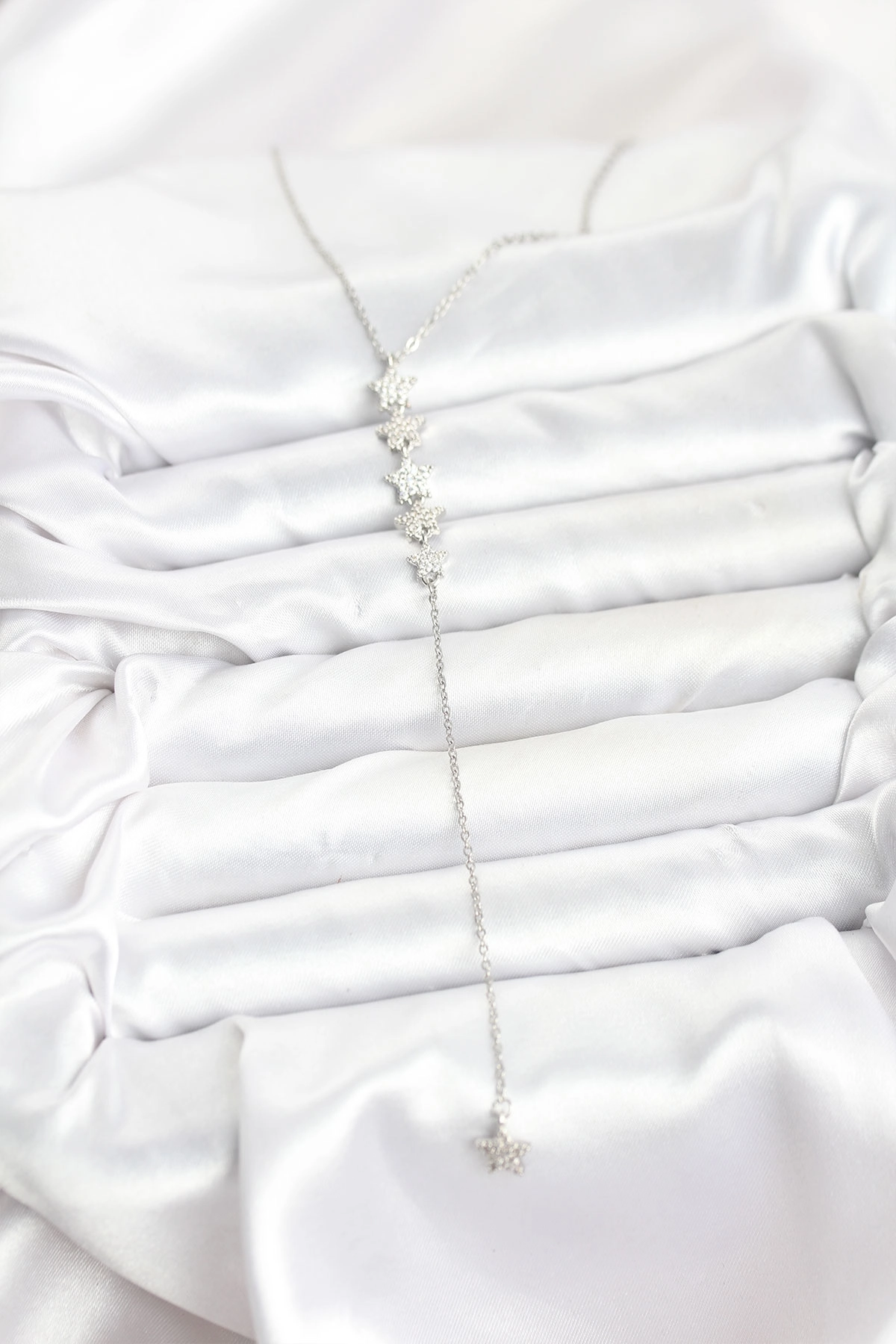 316L Çelik Zincir Gümüş Renk Yıldız Model Y Kolye