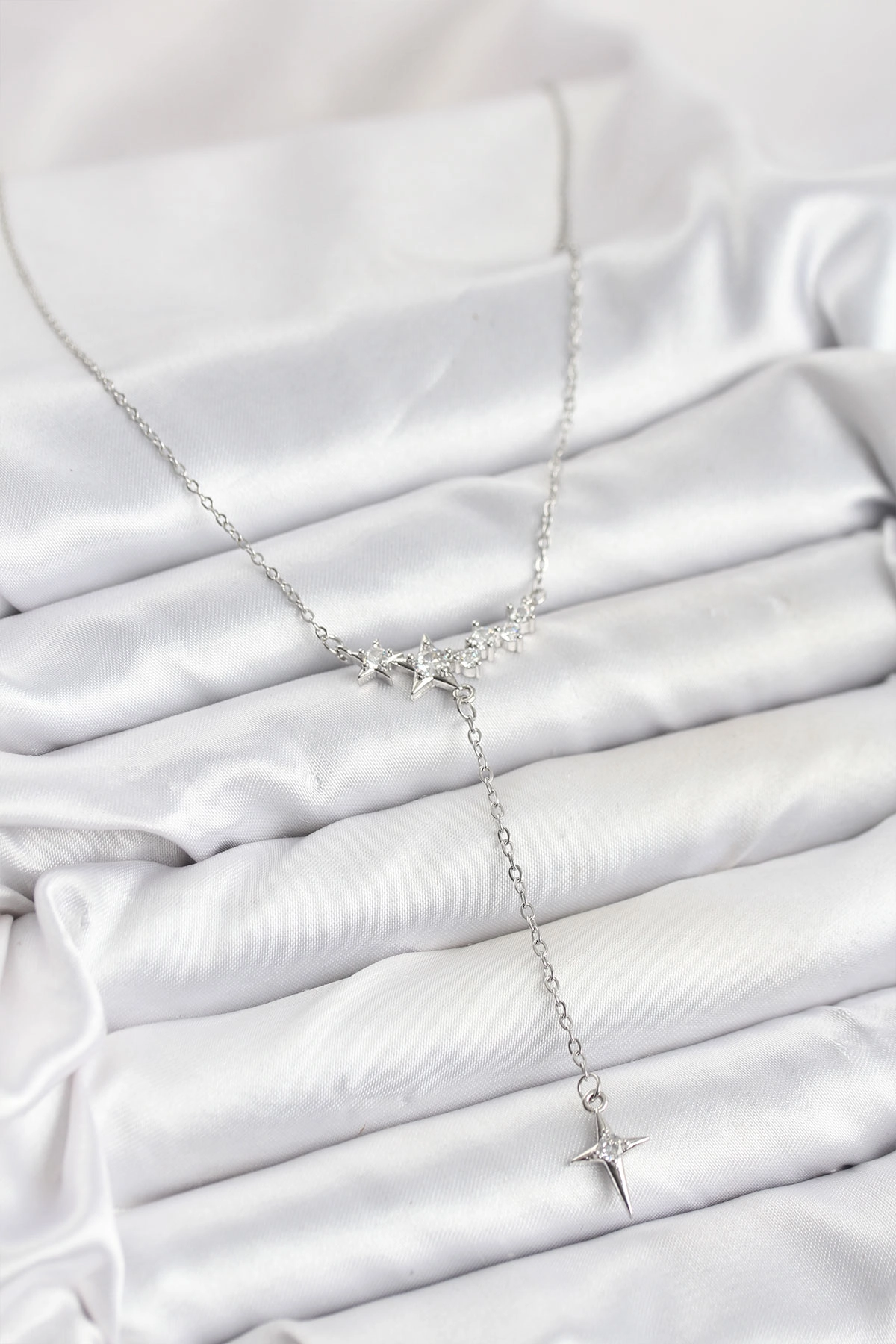 316L Çelik Zincir Gümüş Renk Yıldız Model Y Kadın Kolye