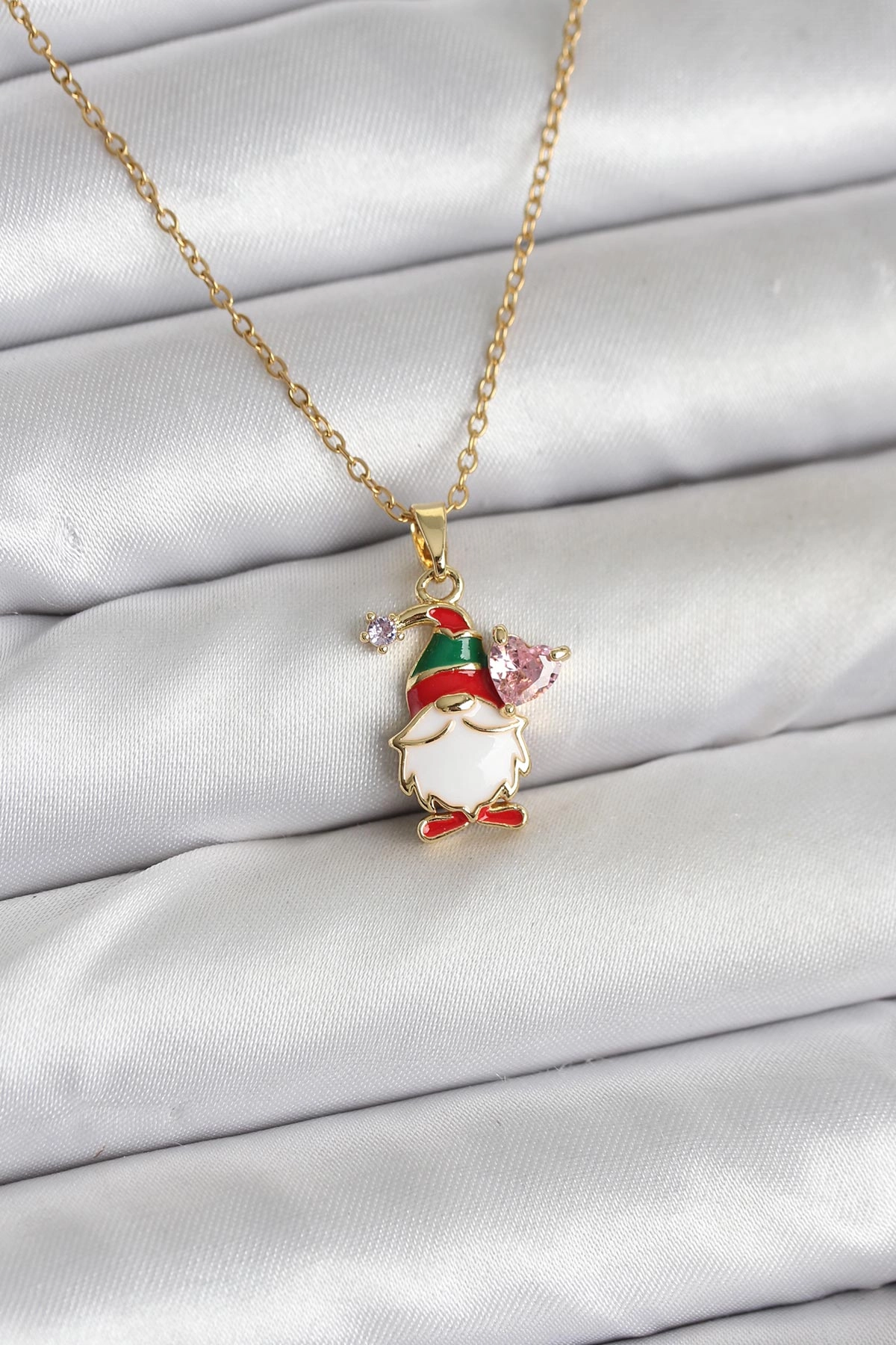 316L Çelik Zincir Gold Renk Yılbaşı Teması Kadın Kolye