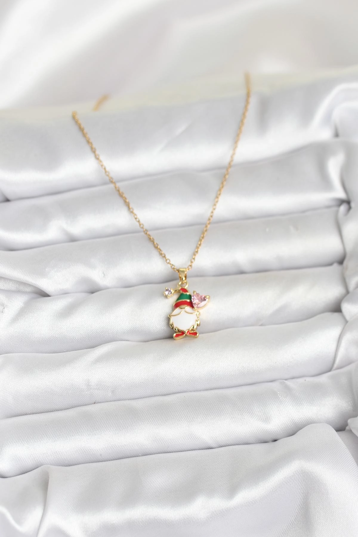 316L Çelik Zincir Gold Renk Yılbaşı Teması Kadın Kolye