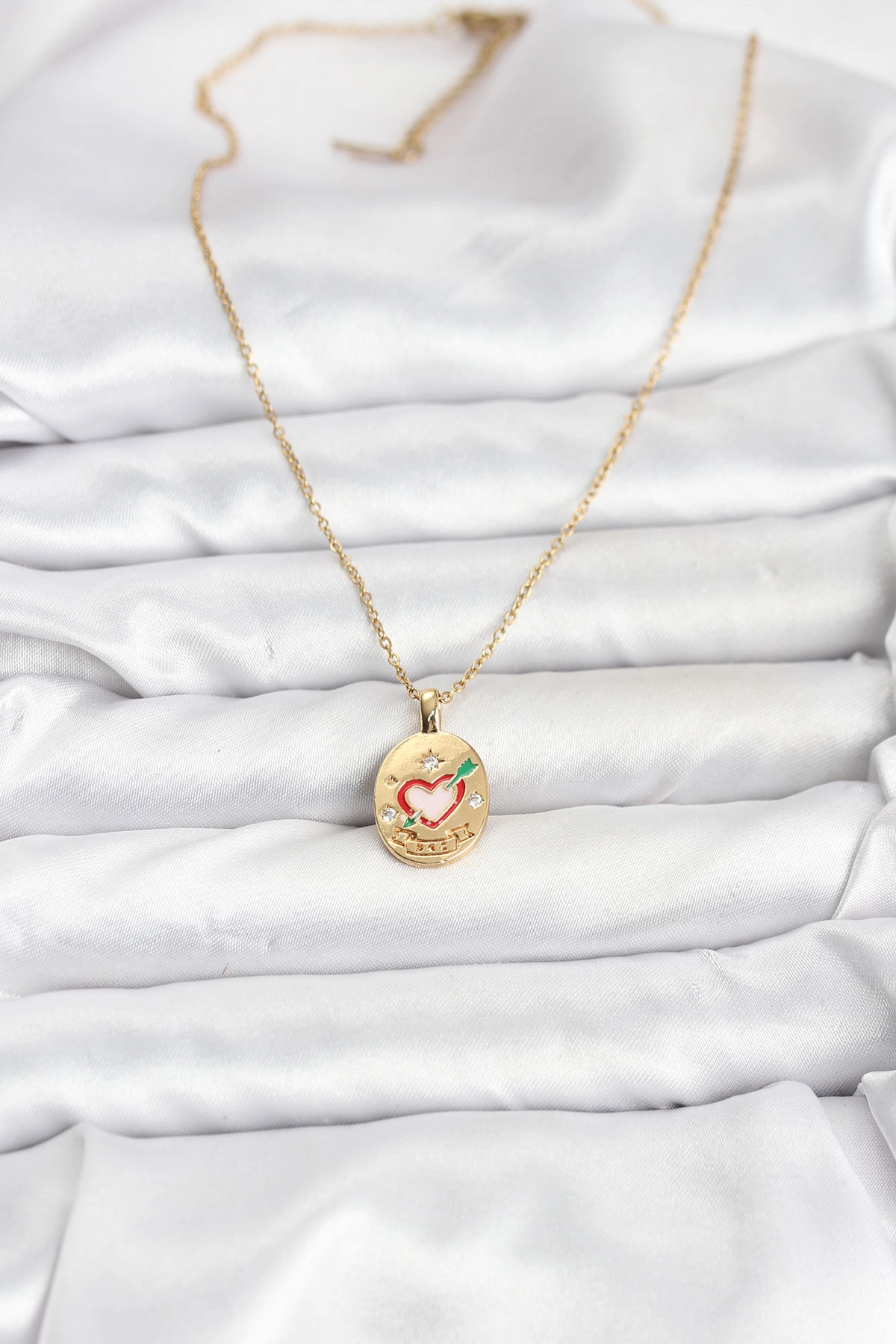 316L Çelik Zincir Gold Renk Kalp Figürlü Kadın Kolye