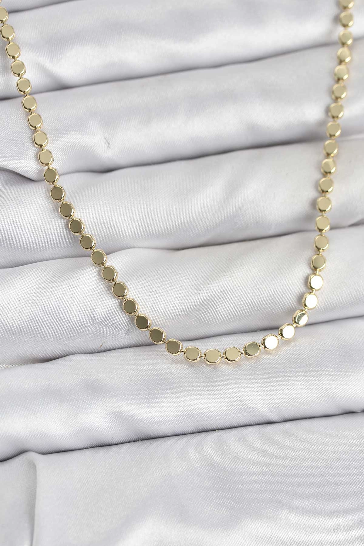 316L Çelik Zincir Gold Renk Ezme Zincir Model  45 cm Kadın Kolye