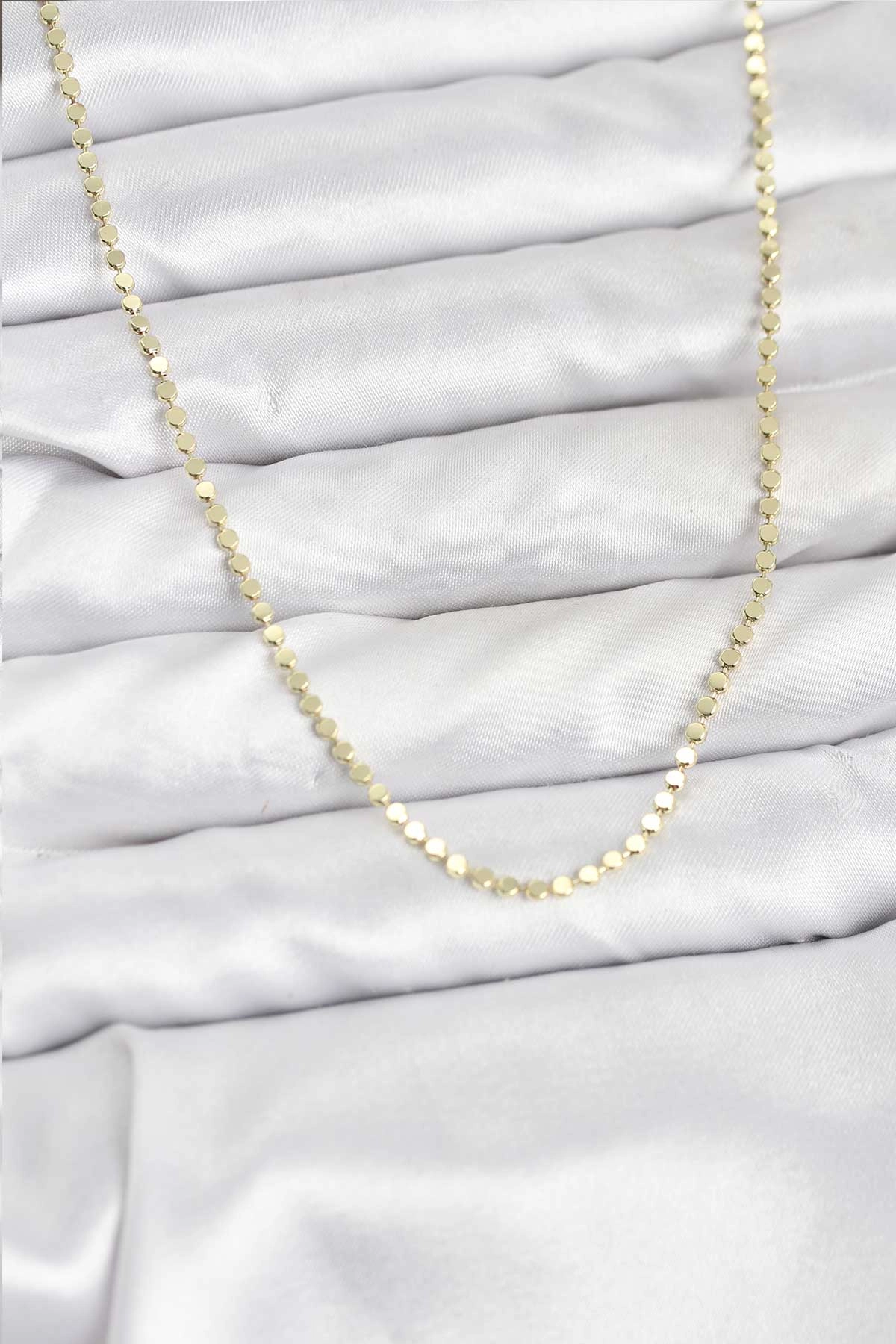 316L Çelik Gold Renk İnce Ezme Zincir Kadın Kolye