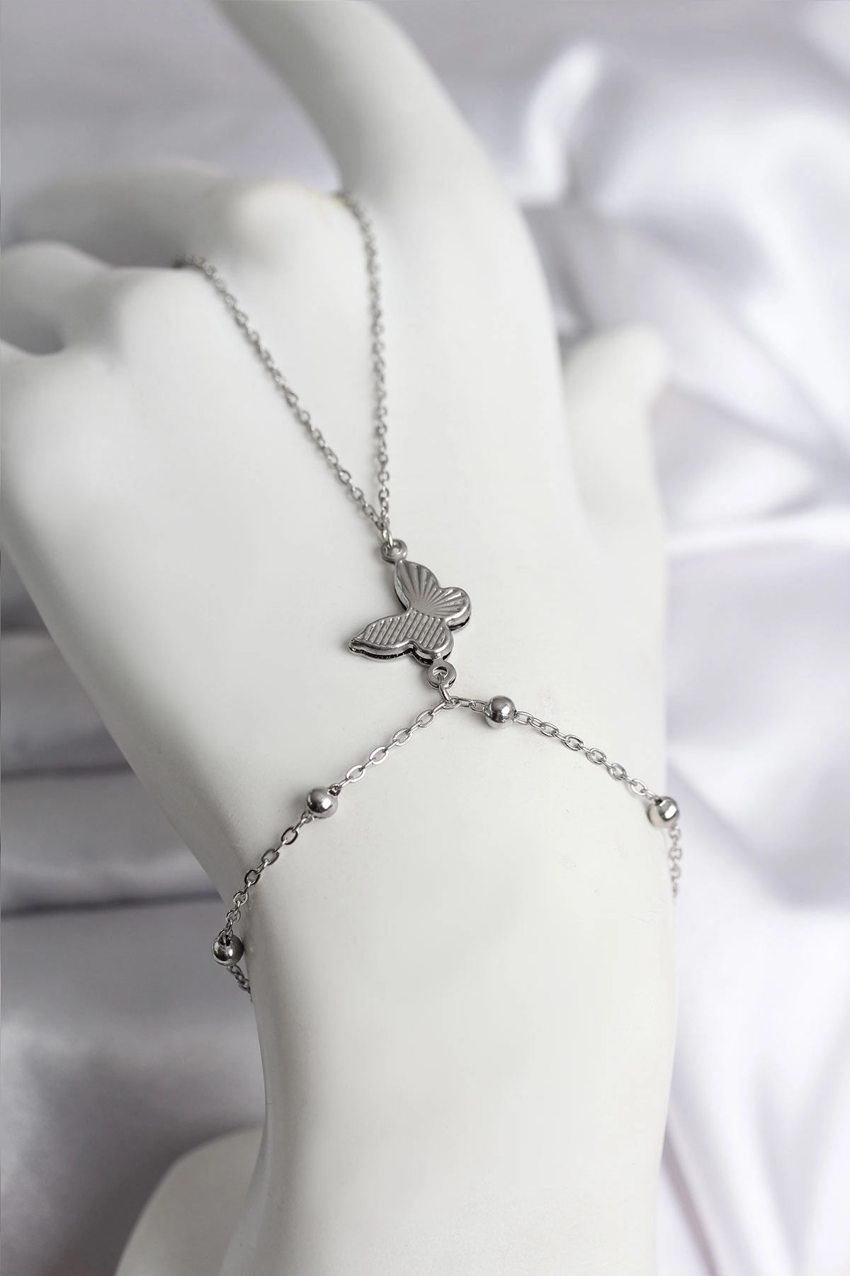 316L Çelik Gümüş Renk Kelebek Model Kadın Şahmeran