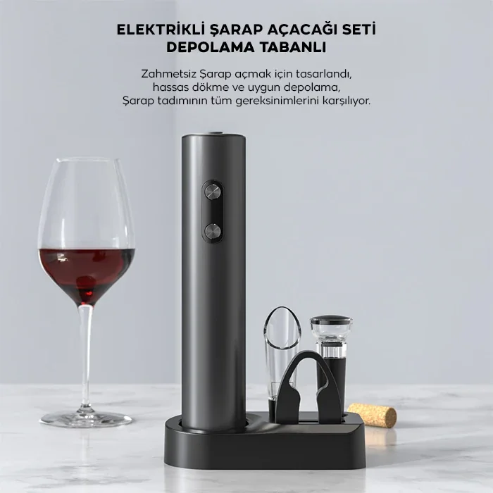 EZERE Sarjlı Otomatik Şarap Açacağı Tirbuşon Seti Şarap açma seti-(5775)