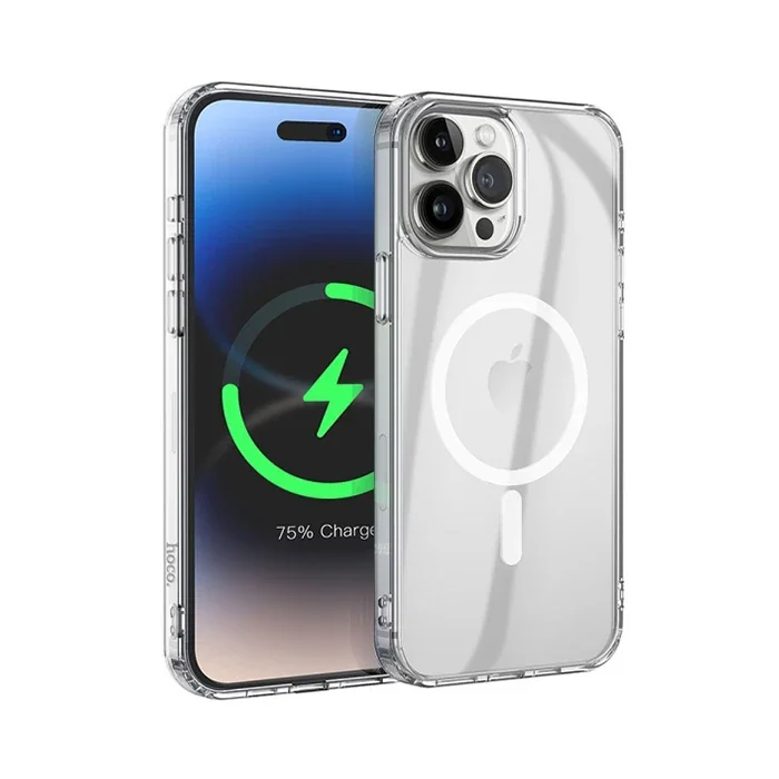Hoco iPhone 15 Pro Anti-Fall Darbe Önleyici Airbag Manyetik Magsafe Silikon Kılıf-(5775)