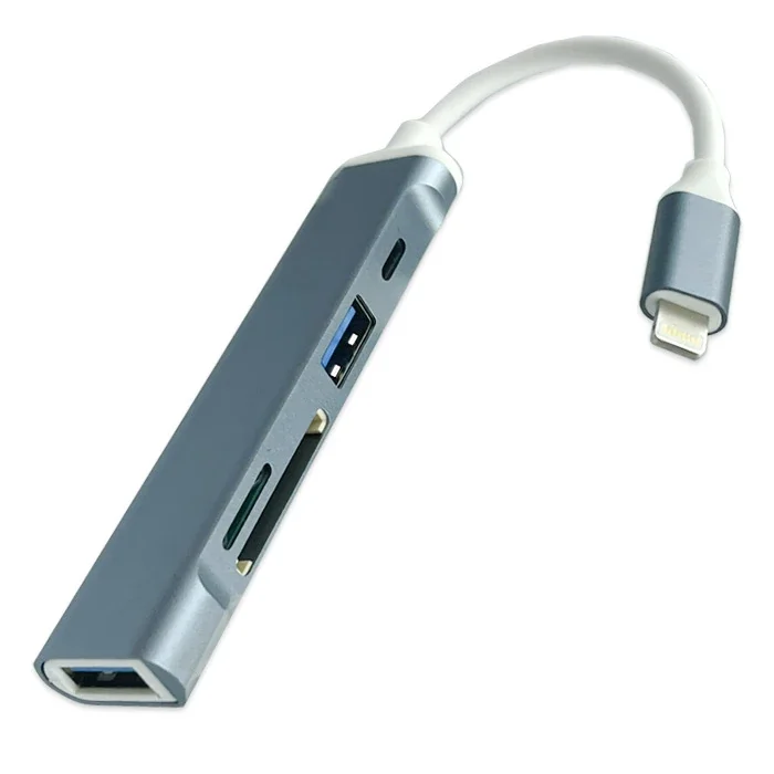 Ally S-503 5in1 Lightning to USB + SD Kart Hub Adaptör Çevirici Dönüştürücü-(5775)