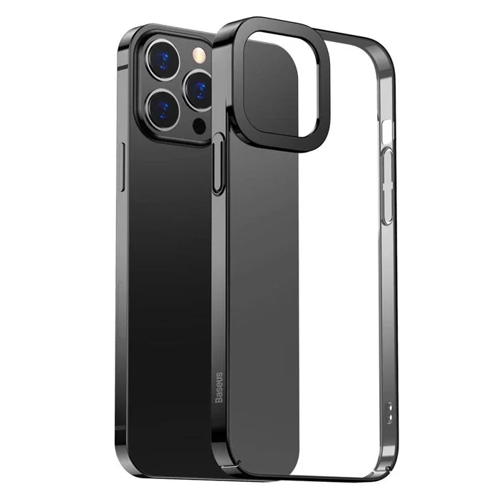 Baseus Glitter iPhone 13 Pro Max 6.7inç Kılıf Renkli Kenar Şeffaf Silikon-(5775)