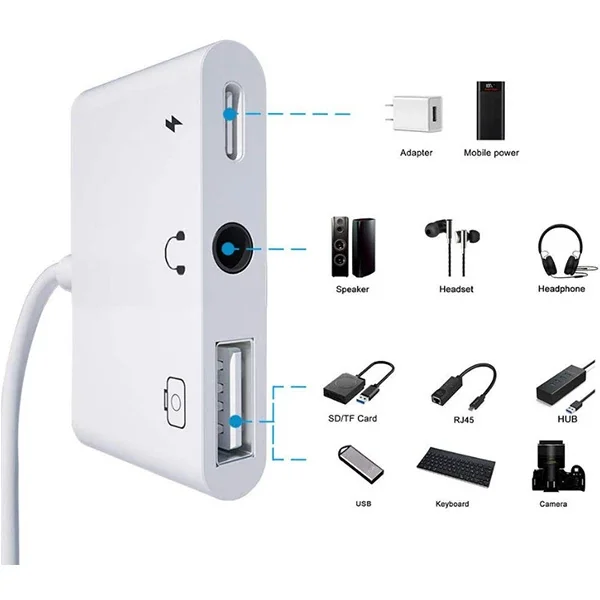 3in1 İPhone-İPAD lightning To Kulakılık ve Usb Kamera Okuyucu Otg-(5775)