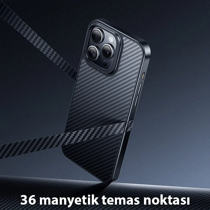 Hoco iPhone 15 Pro Max AS7 Kevlar Kılıf Manyetik Magsafeli Telefon Kılıfı-(5775)
