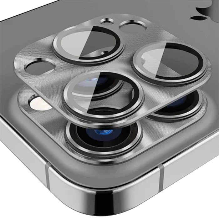 ALLY iPhone 15 Pro-15 Pro Max Metal Tempered Kamera Lens Koruyucu-(5775)