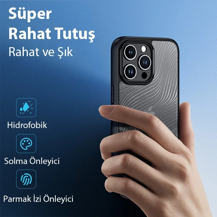 Dux Ducis iPhone 15 Pro Max Aimo Series Premium Buzlu Sert PC-TPU Kılıf-(5775)