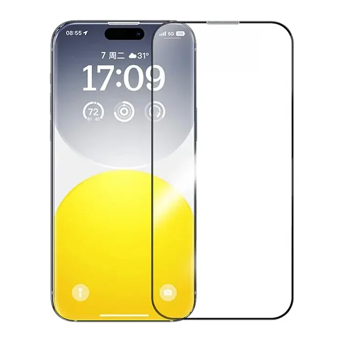 Baseus Schott iPhone 15 Pro Max HD Tempered Full Koruma Cam Ekran Koruyucu-(5775)
