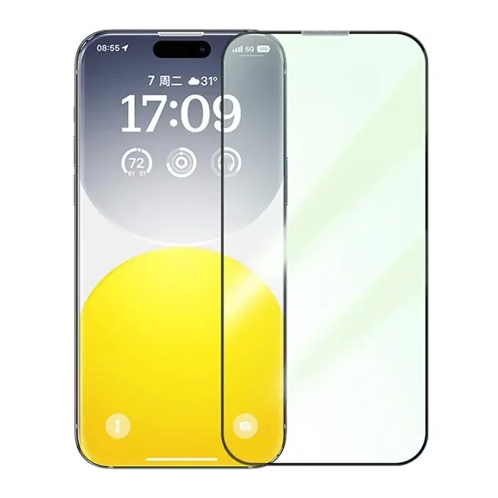 Baseus Corning iPhone 15 Full Koruma Eye-Protection Tempered Cam Ekran Koruyucu-(5775)