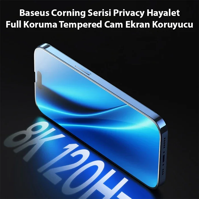 Baseus Corning iPhone 15 Pro Privacy Hayalet Full Koruma Tempered Cam Ekran Koruyucu-(5775)