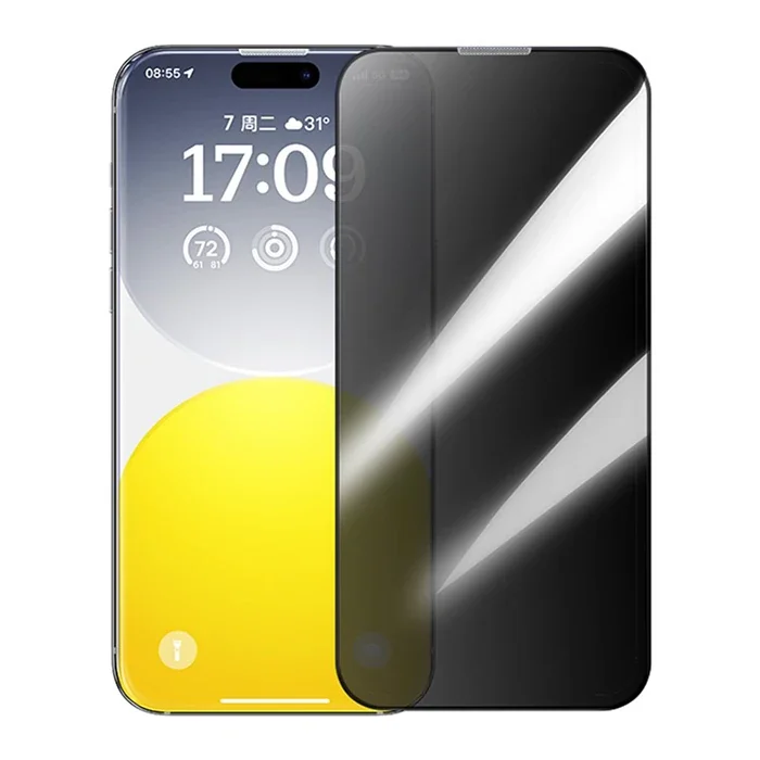 Baseus Corning iPhone 15 Pro Max Privacy Hayalet Full Koruma Tempered Cam Ekran Koruyucu-(5775)