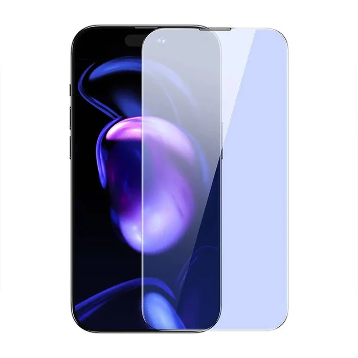 Baseus Crystal iPhone 15 Pro Max Full Koruma Anti Mavi Işık Tempered Cam Ekran Koruyucu 2 Adet Set-(5775)
