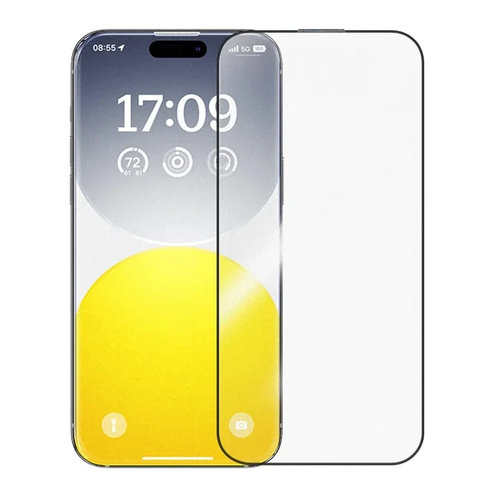 Baseus Crystalline iPhone 15 Pro için Parlama Önleyici Tempered Cam Ekran Koruyucu-(5775)