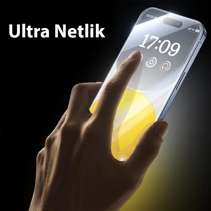 Baseus Crystalline iPhone 15 Pro için Parlama Önleyici Tempered Cam Ekran Koruyucu-(5775)