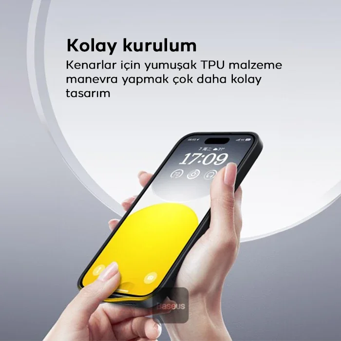 Baseus iPhone 15 Pro SkyRing Serisi Standlı Magsafe Manyetik Kılıf + Tempered Ekran Koruyucu Set-(5775)