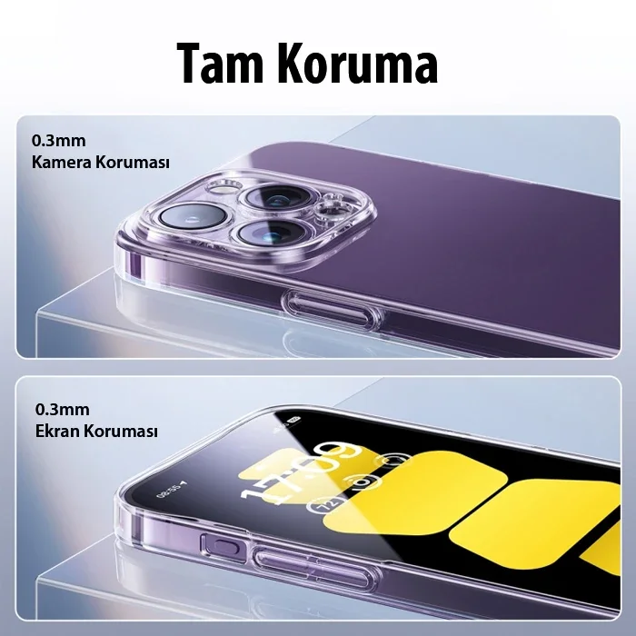 Baseus iPhone 15 Plus Lucent Serisi Ultra İnce Transparan Kılıf-(5775)