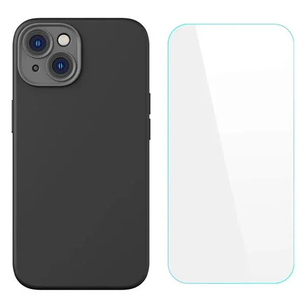 Baseus Liquid Silica Gel iPhone 14 6.1 Silikon Kılıf + Tempered Ekran Koruyucu Set-(5775)