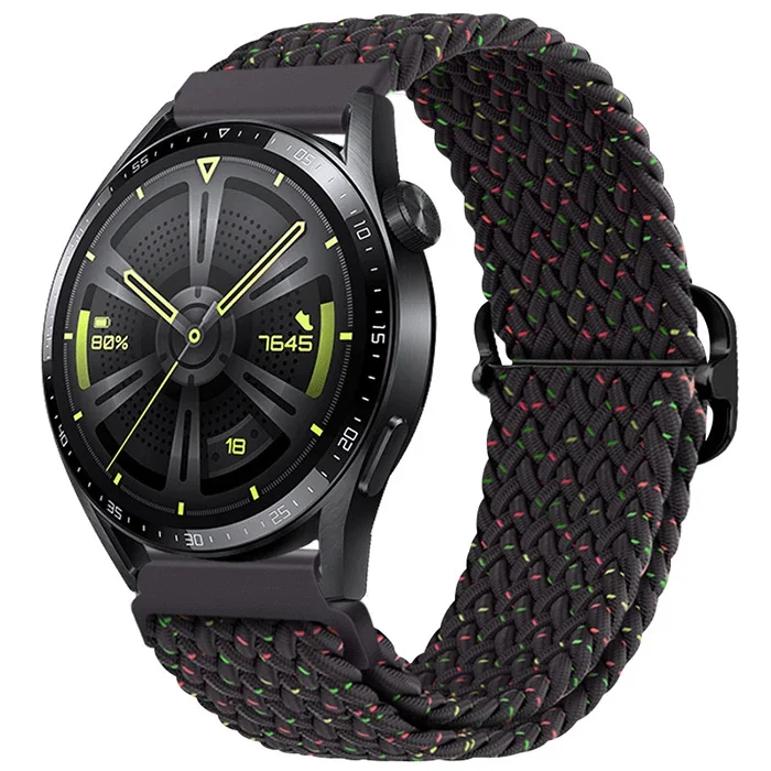 ALLY 22MM Gear S3 Watch 4 -Gt2 GT2E 46MM Japon Tokalı Elastik Kayış Kordon-(5775)