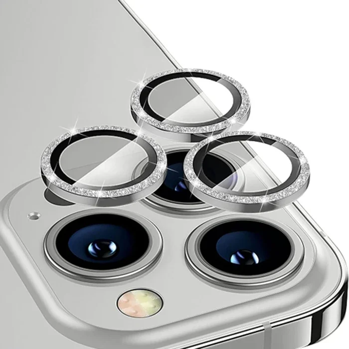 ALLY iPhone 14 Pro-14 Pro Max Diamond Taş İşlemeli Alüminyum Alaşımlı Kamera Lens Koruyucu-(5775)