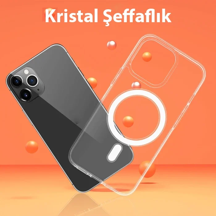 ALLY iPhone 14 Plus 6.7inç Magsafe Uyumlu Manyetik Sert Silikon Kılıf-(5775)