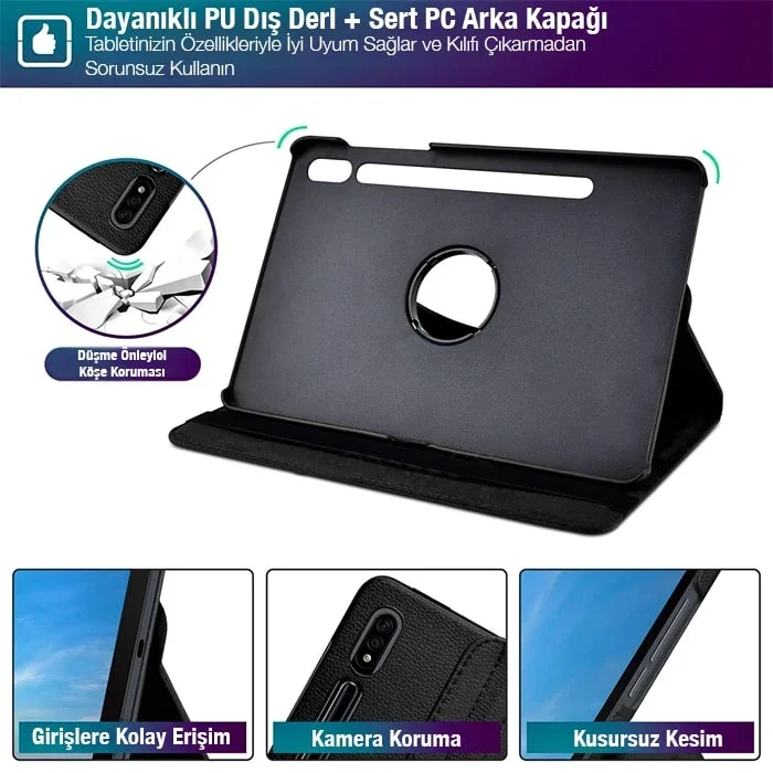 SM Galaxy Tab S8 2022 11.0 (X700-X706) 360 Derece Döner Standlı Kılıf-(5775)