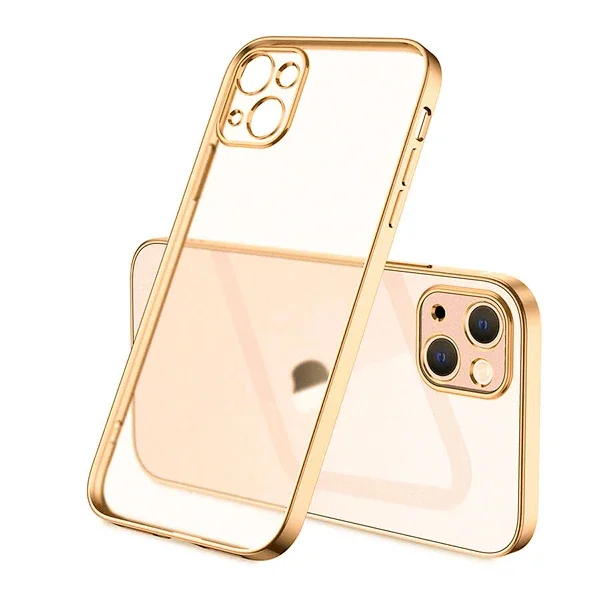 iPhone 13 6.1inç Renkli Kenar Şeffaf Kılıf Kamera Korumalı Silikon Kılıf-(5775)