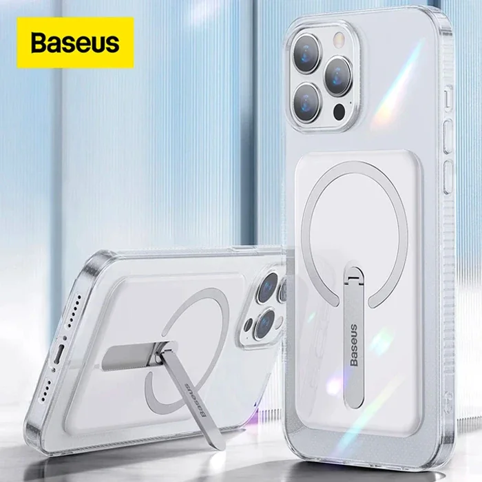 Baseus iPhone 13 Pro Max 6.7 Manyetik Magsafe Standlı Silikon Kılıf-(5775)
