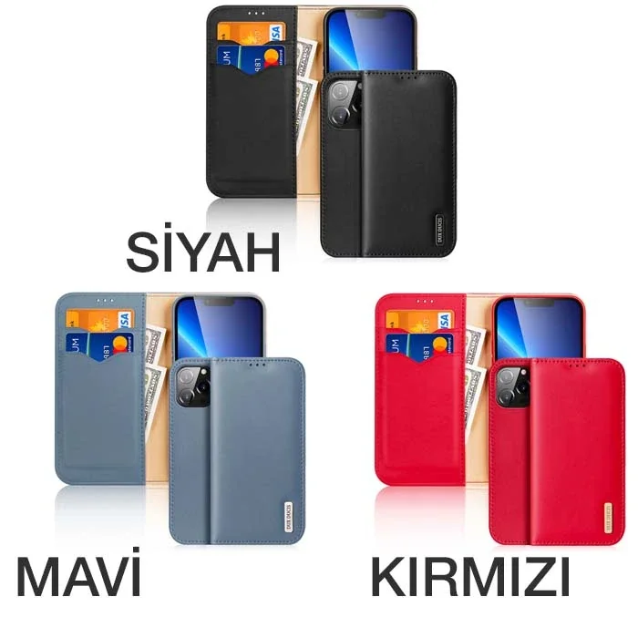 Dux Ducis iPhone 13 Pro Kılıf Mıknatıslı Cüzdanlı Deri Kılıf Hivo Series-(5775)