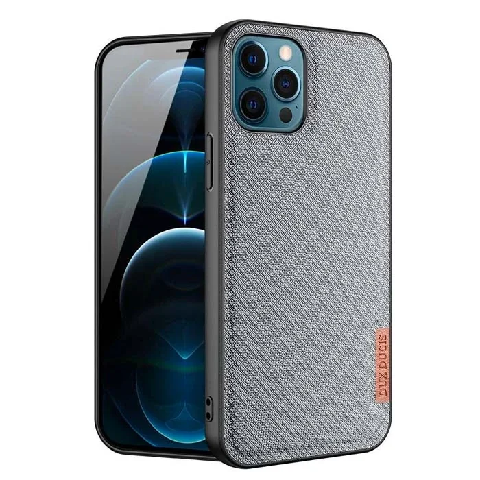 Dux Ducis Fino Serisi iPhone 12 Pro Max Kılıf Premium Dokuma Silikon Kılıf-(5775)