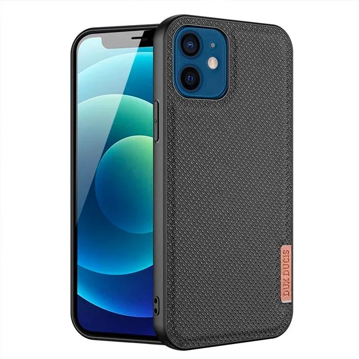 Dux Ducis Fino Serisi iPhone 12 -12 Pro 6.1inç Kılıf Premium Dokuma Silikon Kılıf-(5775)