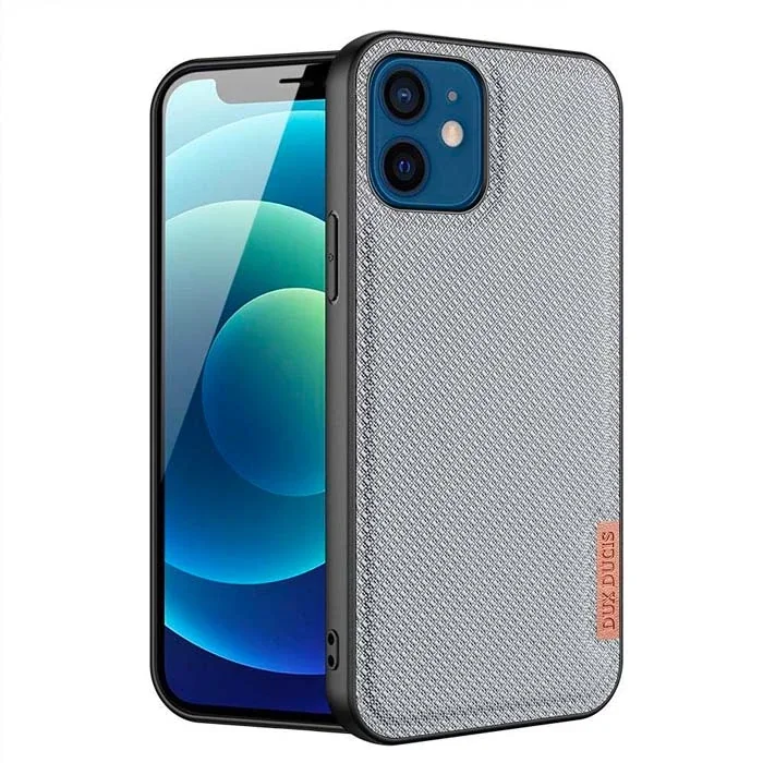 Dux Ducis Fino Serisi iPhone 12 -12 Pro 6.1inç Kılıf Premium Dokuma Silikon Kılıf-(5775)