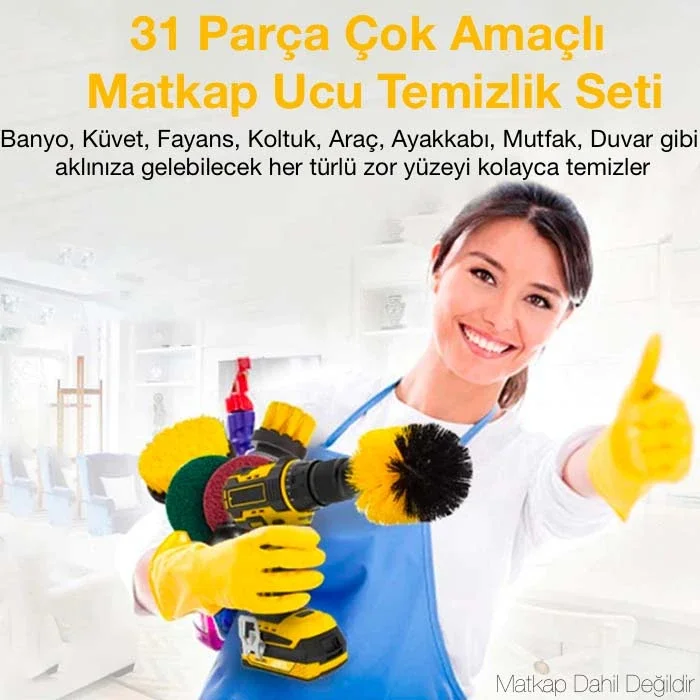 ALLY 31 Parça Çok Amaçlı Ev Banyo ve Araç Matkap Ucu Temizlik Seti-(5775)