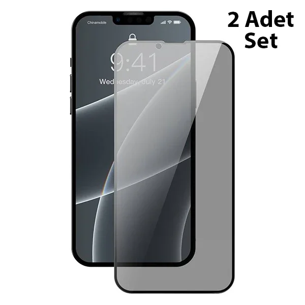 Baseus iPhone 13 Mini 0.23mm Gizlilik Hayalet Full Ekran Koruyucu 2 Adet Set-(5775)