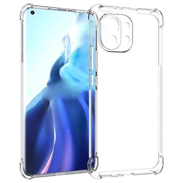 Xiaomi Mi 11 Lite Kamera Korumalı Shockproof Şeffaf Silikon Kılıf-(5775)