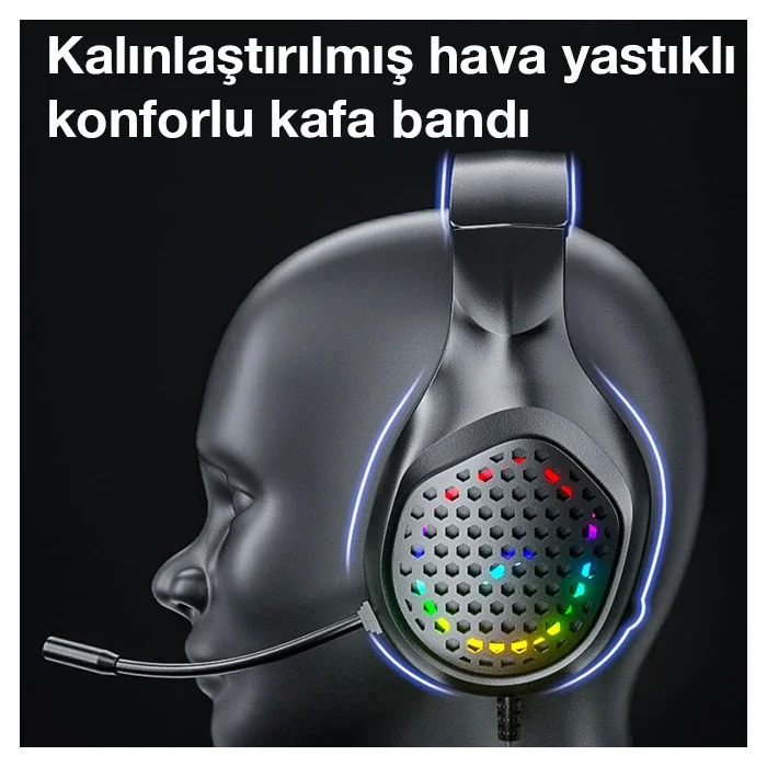 XMOWi R1 Gaming Mikrofonlu RGB Oyuncu Kulaklığı PC- Dizüstü  Ve Ps4-(5775)